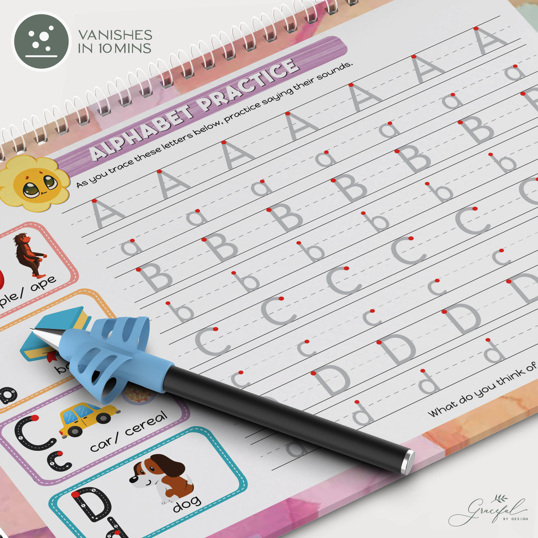 Reusable Grooved Handwriting Workbooks for Kids With Disappearing Ink