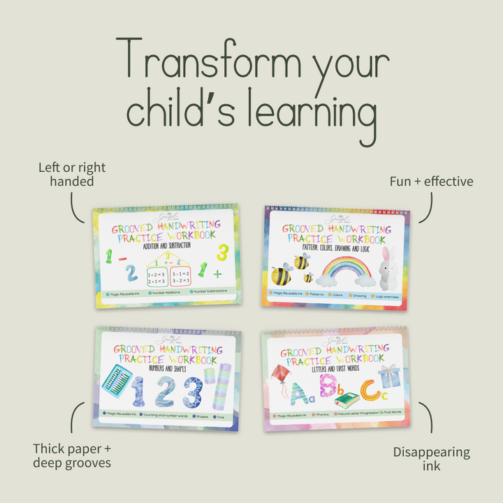 Reusable Grooved Handwriting Workbooks for Kids With Disappearing Ink