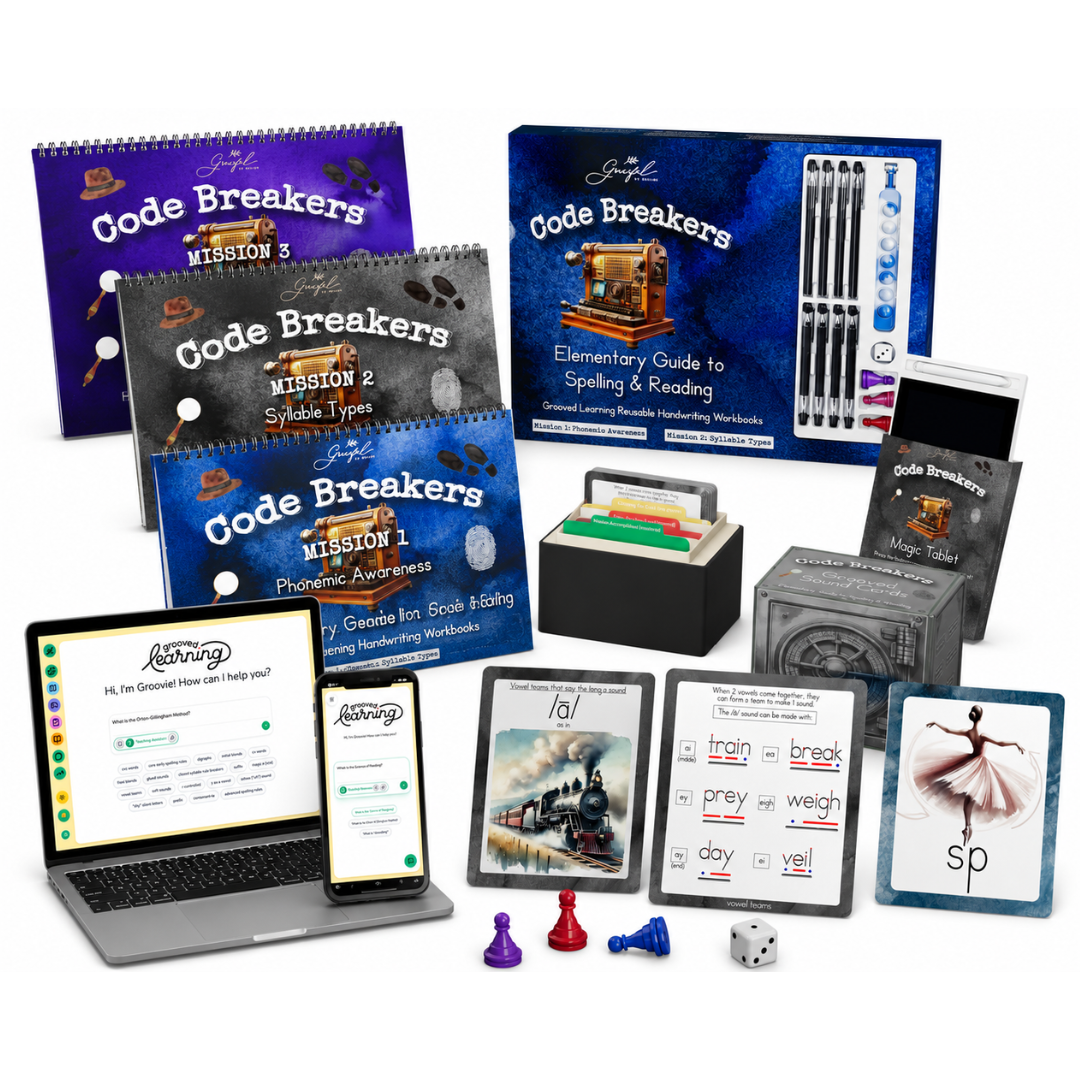 Code Breakers Teaching Bundle with Groovie AI Support — Workbooks + 180 Sound Cards + 1 Year Groovie AI