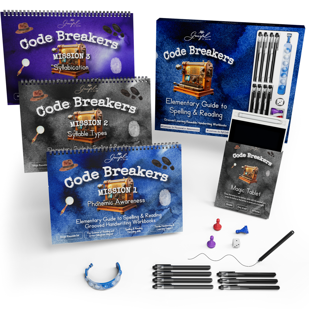 Learn to Read and Spell: Code Breakers Grooved Reusable Workbooks and Cards Bundle