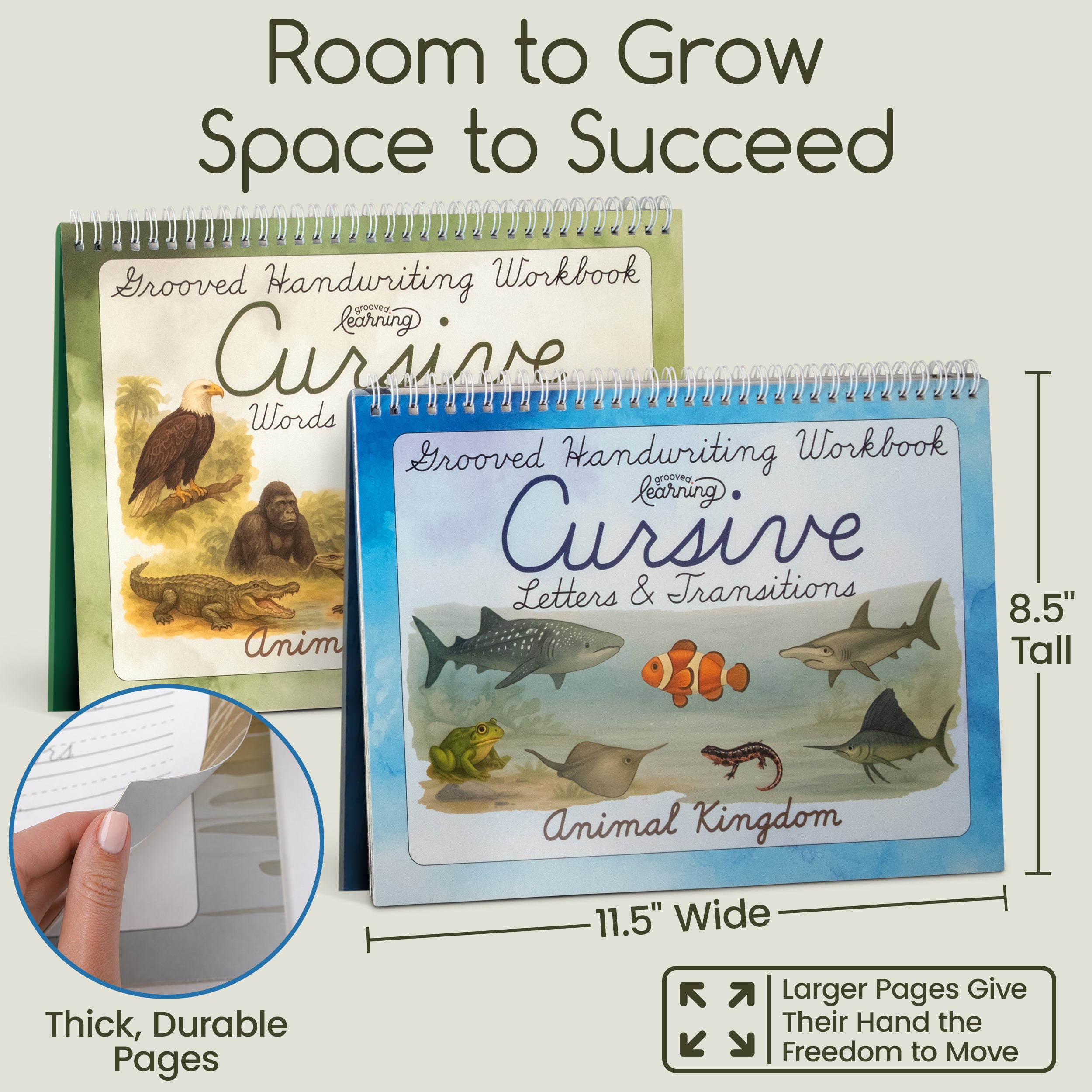 Grooved Cursive Handwriting Workbook – Animal Kingdom | Grooved